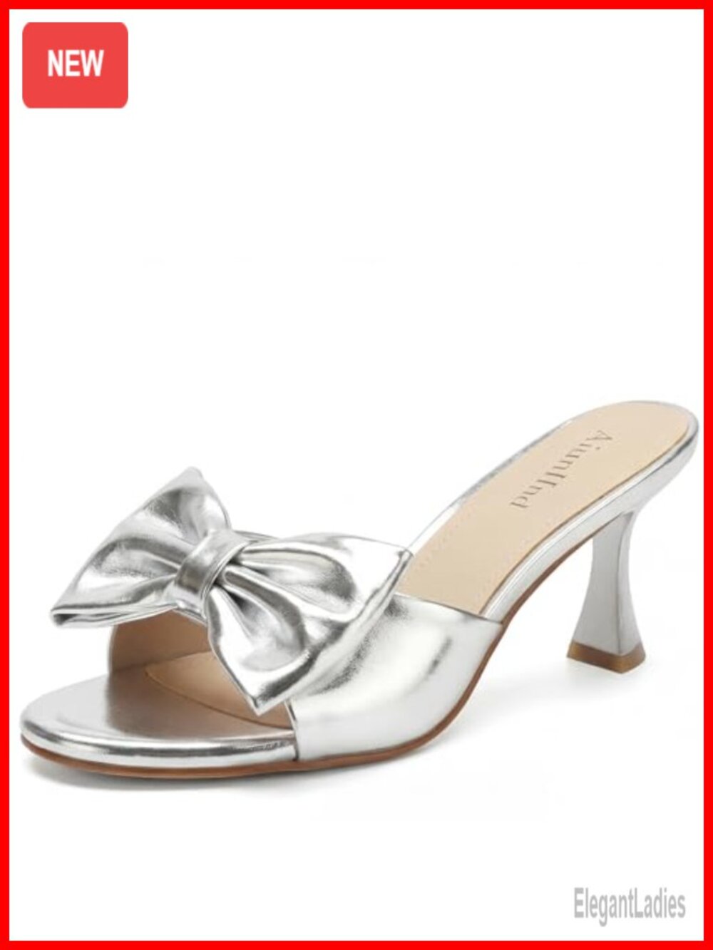 Kitten Heel Sandals Round Open Toe Ankle Strap Bow Slip On Heels for Women